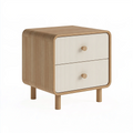 Nachttisch 45 x 40 x 55 cm Holzwerkstoff Natur/Creme mit 2 Schubladen geriffeltes Design