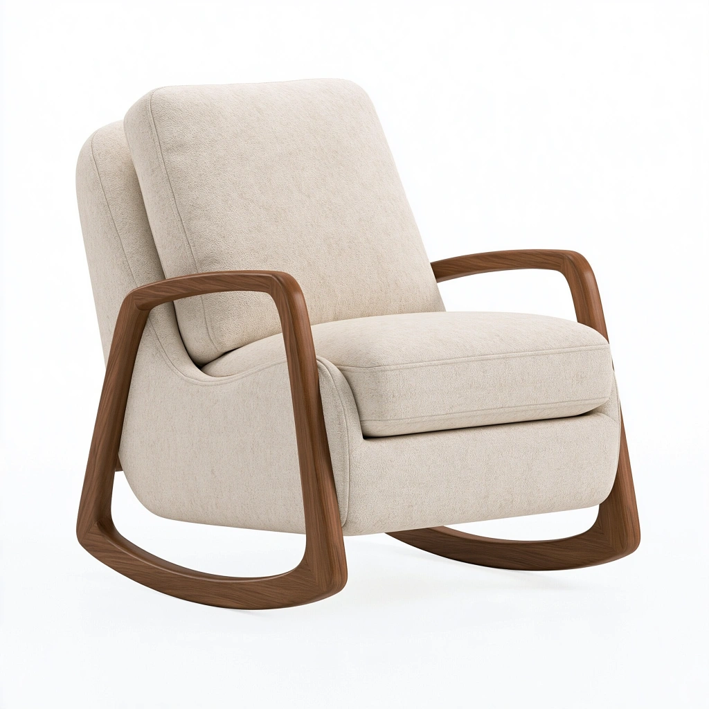 Schaukelstuhl 90 x 82 x 98 cm Creme Textil Holz mit Armlehnen