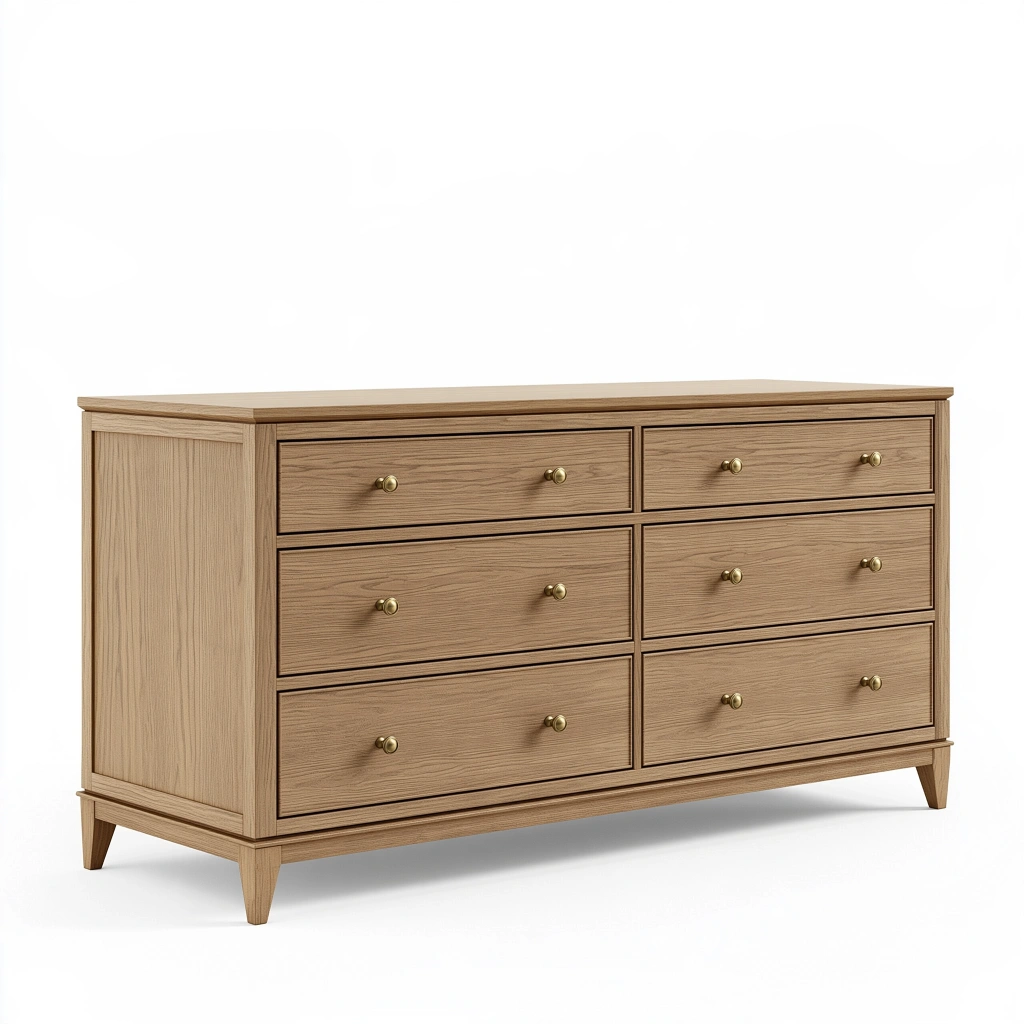 Kommode 160 x 45 x 85 cm in Eichenoptik mit 6 Schubladen im klassischen Stil