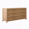 Kommode 140 x 45 x 85 cm aus Holz und Rattangeflecht in Naturbraun mit 6 Schubladen
