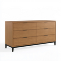 Kommode 160 x 45 x 85 cm Holz in Eichenoptik mit 6 Schubladen und Metallgestell