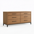 Kommode 160 x 45 x 85 cm in Eichenoptik mit 6 Schubladen und Metallfüßen