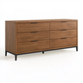 Kommode 160 x 45 x 85 cm Holzwerkstoff Braun mit 6 Schubladen im modernen Stil