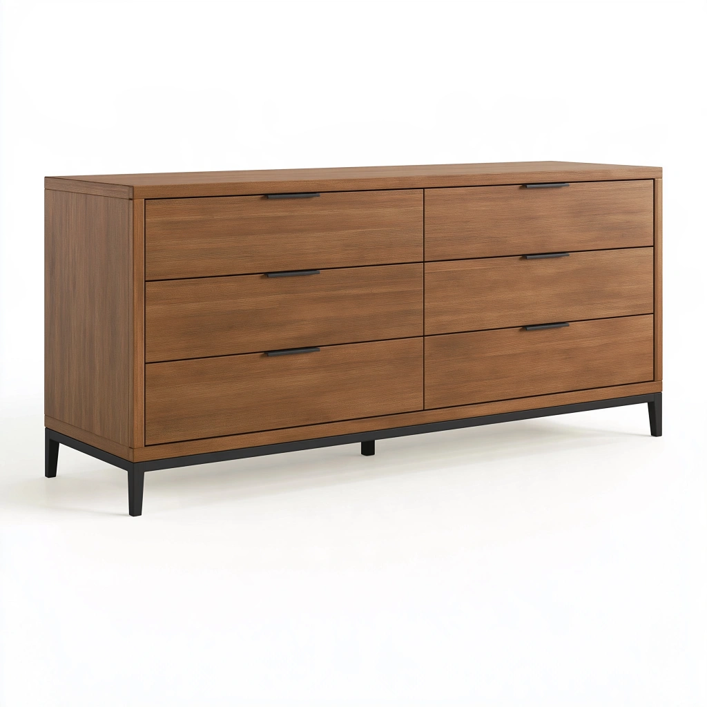 Kommode 160 x 45 x 85 cm Holzwerkstoff Braun mit 6 Schubladen im modernen Stil