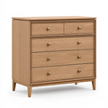 Kommode 90 x 45 x 100 cm Holzoptik Braun mit 5 Schubladen im Landhausstil