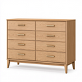Kommode 160 x 45 x 95 cm Holzoptik Natur mit 8 Schubladen im Mid-Century-Stil