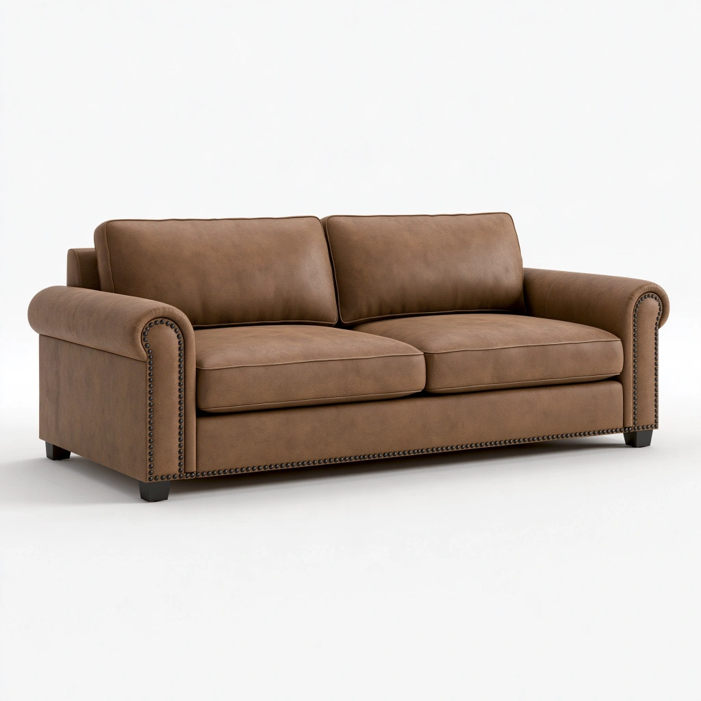2-Sitzer Sofa 180 x 90 x 85 cm braunes Kunstleder im Chesterfield-Stil