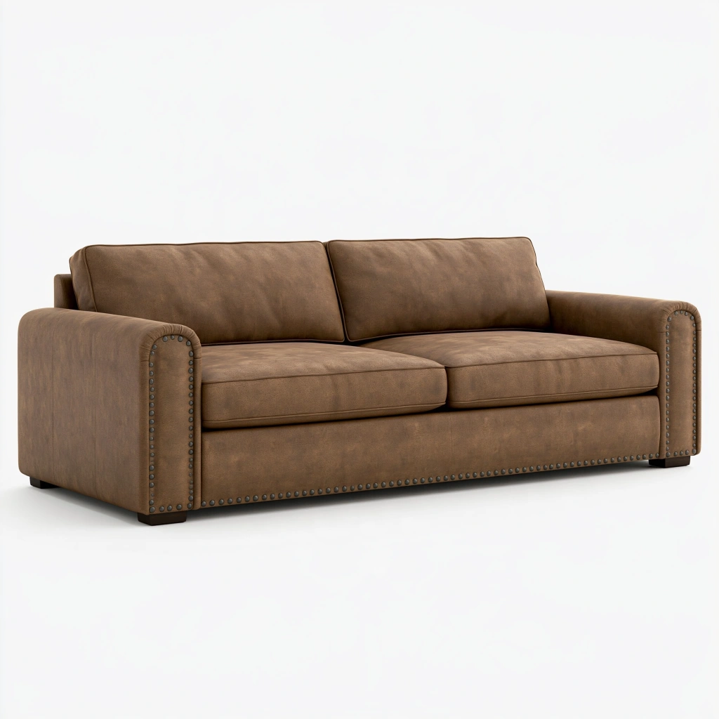 2-Sitzer Sofa 180 cm brauner Kunstlederbezug im Chesterfield-Stil