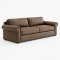 2-Sitzer Sofa 210 cm Kunstleder Braun mit Nietenbesatz
