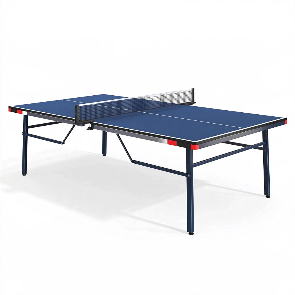 Tischtennistisch 274 x 152.5 x 76 cm Blau mit Stahlgestell und Netz für Indoor Spiele